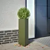Image de Jardinières 2 Pcs Vert Olive Triangulaire 30x26x75 Cm Acier Vidaxl