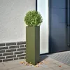 Image de vidaXL Jardinières 2 pcs vert olive triangulaire 30x26x75 cm acier jardinière dextérieur boîte à fleurs boîte de jardin 851150