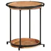 Image de Table dappoint en bois dacacia - vidaXL - Ø55x60 cm - Brun - Bois dacacia massif - Cadre en fer - Style industriel