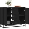Image de Buffet Noir 92x35x76 Cm Bois D’ingénierie Vidaxl