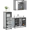 Image de Ensemble De Meubles De Salle De Bain 3 Pcs Sonoma Gris Vidaxl