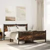 Image de Cadre De Lit En Métal Sans Matelas Chêne Fumé 150x200 Cm Vidaxl