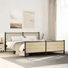 Image de Cadre De Lit En Métal Sans Matelas Chêne Sonoma 180x200 Cm Vidaxl