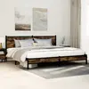 Image de Cadre De Lit En Métal Sans Matelas Chêne Fumé 200x200 Cm Vidaxl
