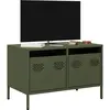 Image de Meuble Tv Vert Olive 68x39x43,5 Cm Acier Laminé À Froid Vidaxl
