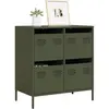 Image de Buffet Vert Olive 68x39x73,5 Cm Acier Laminé À Froid Vidaxl