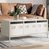 Image de vidaXL Table basse blanc 101 5x50x43 5 cm acier laminé à froid 851273