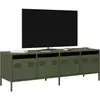 Image de Meuble Tv Vert Olive 135x39x43,5 Cm Acier Laminé À Froid Vidaxl