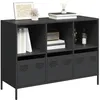 Image de vidaXL Buffet noir 1015x39x735 cm acier laminé à froid meuble de rangement meuble de rangement de cuisine meuble de 851364