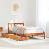Image de Cadre De Lit Sans Matelas Cire Marron 100x200cm Bois Pin Massif Vidaxl