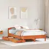 Image de Cadre De Lit Sans Matelas Cire Marron 160x200cm Bois Pin Massif Vidaxl