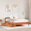 Image de vidaXL Cadre de lit et tête de lit cire marron 140x200 cm bois de pin meuble de chambre à coucher sommier lit en bois 3301829