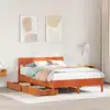 Image de Cadre De Lit Sans Matelas Cire Marron 150x200cm Bois Pin Massif Vidaxl