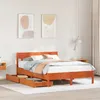 Image de vidaXL Cadre de lit et tête de lit cire marron 150x200 cm bois de pin meuble de chambre à coucher sommier lit en bois 3301865