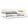 Image de Lit De Jour Et Tiroirs Sans Matelas Blanc 90x190 Cm Bois Massif Vidaxl