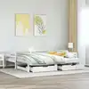 Image de Lit De Jour Avec Gigogne Et Tiroirs Sans Matelas Blanc 90x190cm Vidaxl