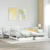 Image de Lit De Jour Avec Gigogne Et Tiroirs Sans Matelas Blanc 90x200cm Vidaxl