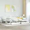 Image de Lit De Jour Avec Gigogne Et Tiroirs Sans Matelas Blanc 90x190cm Vidaxl