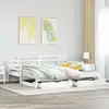 Image de Lit De Jour Avec Gigogne Et Tiroirs Sans Matelas Blanc 90x200cm Vidaxl