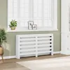 Image de vidaXL Cache-radiateur blanc 149x20x82 cm bois dingénierie bouchon de radiateur cache-radiateur haut radiateur à profil 852699
