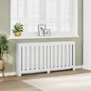 Image de vidaXL Cache-radiateur blanc 175x20x82 cm bois dingénierie bouchon de radiateur cache-radiateur haut radiateur à profil 852753