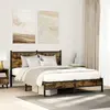 Image de Cadre De Lit En Métal Sans Matelas Chêne Fumé 137x190 Cm Vidaxl