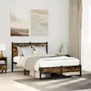 Image de Cadre De Lit En Métal Sans Matelas Chêne Fumé 120x190 Cm Vidaxl