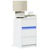 Image de vidaXL Armoire de chevet avec lumières LED blanc bois dingénierie table dappoint armoire de lit table dappoint pour la 852012