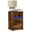Image de Armoire De Chevet Et Lumières Led Chêne Fumé Bois D'ingénierie Vidaxl