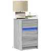 Image de Armoire De Chevet Et Lumières Led Sonoma Gris Bois D'ingénierie Vidaxl