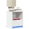 Image de Armoires De Chevet Et Lumières Led 2pcs Blanc Bois D'ingénierie Vidaxl