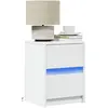Image de Armoire De Chevet Avec Lumières Led Blanc Bois D'ingénierie Vidaxl
