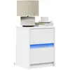 Image de Armoires De Chevet Et Lumières Led 2pcs Blanc Bois D'ingénierie Vidaxl