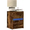 Image de Armoire De Chevet Et Lumières Led Chêne Fumé Bois D'ingénierie Vidaxl