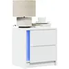 Image de Armoire De Chevet Avec Lumières Led Blanc Bois D'ingénierie Vidaxl