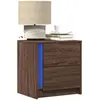 Image de Armoire De Chevet Et Lumières Led Chêne Marron Bois Ingénierie Vidaxl