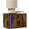 Image de Table De Chevet Murale Avec Lumières Led Chêne Fumé Vidaxl