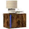 Image de vidaXL Table de chevet murale avec lumières LED chêne fumé table de chevet flottante support de téléphone table de chevet 852097