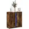 Image de Buffet Avec Led Chêne Fumé 77x34x85 Cm Bois D'ingénierie Vidaxl