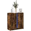 Image de vidaXL Buffet avec LED chêne fumé 77x34x85 cm bois dingénierie meuble de rangement meuble de rangement cuisine meuble de 852135