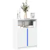 Image de Buffet Avec Led Blanc 77x34x100 Cm Bois D'ingénierie Vidaxl