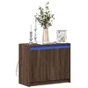 Image de vidaXL Buffet avec LED chêne marron 72x34x61 cm bois dingénierie meuble de rangement meuble de rangement cuisine meuble 852179