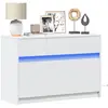 Image de Meuble Tv Avec Led Blanc 91x34x61 Cm Bois D'ingénierie Vidaxl
