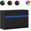Image de Meuble Tv Avec Led Noir 91x34x61 Cm Bois D'ingénierie Vidaxl