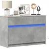 Image de Meuble Tv Avec Led Gris Béton 91x34x61 Cm Bois D'ingénierie Vidaxl