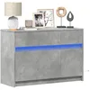 Image de vidaXL Meuble TV avec LED gris béton 91x34x61 cm bois dingénierie 852183
