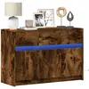 Image de Meuble Tv Avec Led Chêne Fumé 91x34x61 Cm Bois D'ingénierie Vidaxl