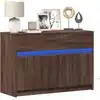 Image de Meuble Tv Avec Led Chêne Marron 91x34x61 Cm Bois D'ingénierie Vidaxl