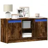 Image de Meuble Tv Avec Led Chêne Fumé 100x34x50 Cm Bois D'ingénierie Vidaxl