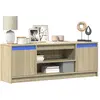 Image de Meuble Tv Avec Led Chêne Sonoma 139,5x34x50cm Bois D'ingénierie Vidaxl
